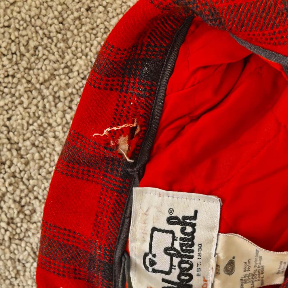 Vtg Woolrich 523 Mackinaw Cruiser Hunting Jacket Red Black Buffalo Plaid Size 42 - Picture 4 of 11